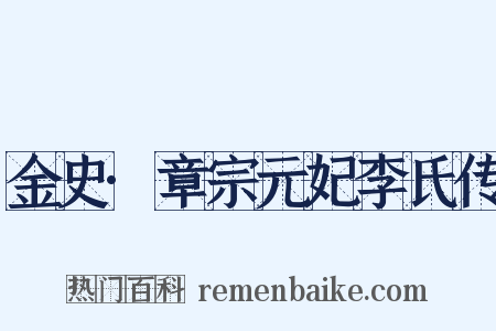 金史·章宗元妃李氏传是什么意思的图片